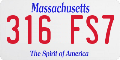 MA license plate 316FS7
