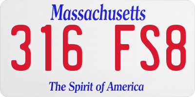 MA license plate 316FS8
