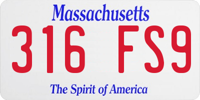 MA license plate 316FS9