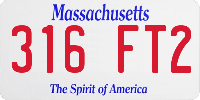 MA license plate 316FT2