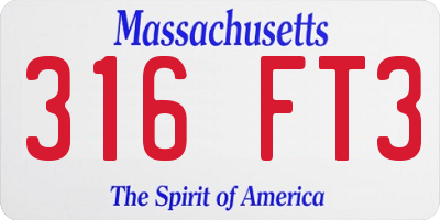 MA license plate 316FT3