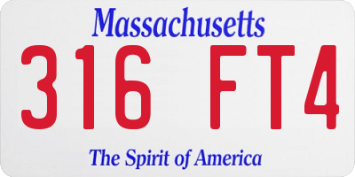 MA license plate 316FT4