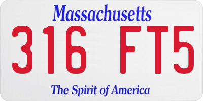 MA license plate 316FT5