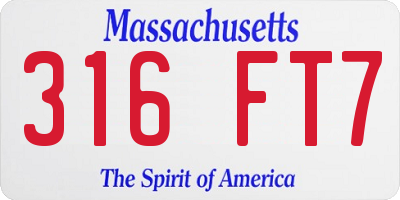 MA license plate 316FT7
