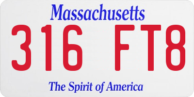 MA license plate 316FT8
