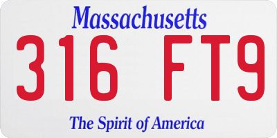 MA license plate 316FT9