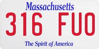 MA license plate 316FU0