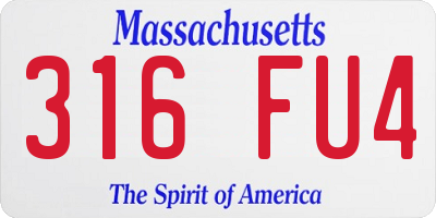 MA license plate 316FU4