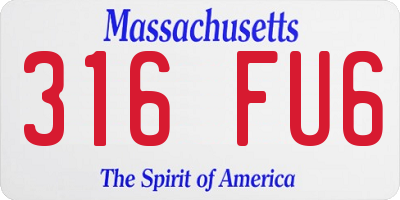 MA license plate 316FU6