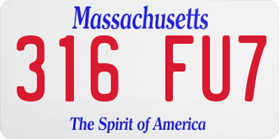 MA license plate 316FU7