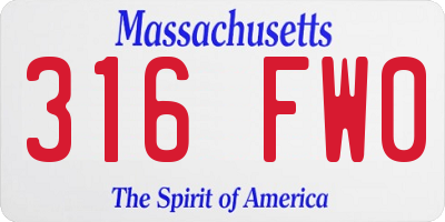 MA license plate 316FW0