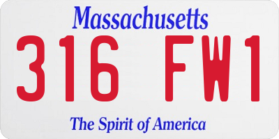 MA license plate 316FW1
