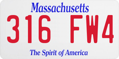MA license plate 316FW4