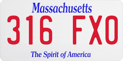 MA license plate 316FX0