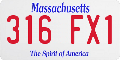 MA license plate 316FX1