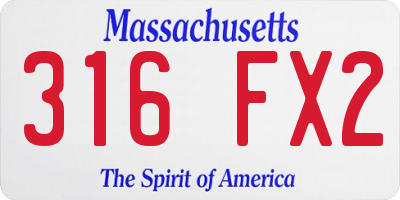 MA license plate 316FX2