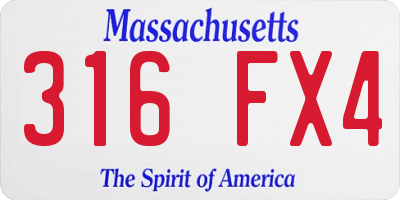 MA license plate 316FX4
