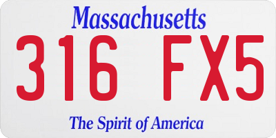 MA license plate 316FX5