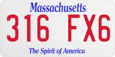 MA license plate 316FX6