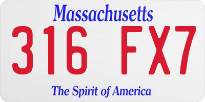 MA license plate 316FX7