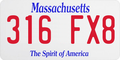 MA license plate 316FX8