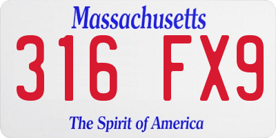 MA license plate 316FX9