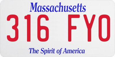MA license plate 316FY0