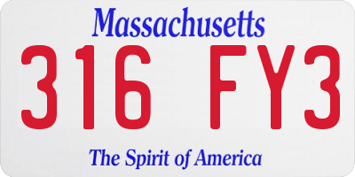 MA license plate 316FY3
