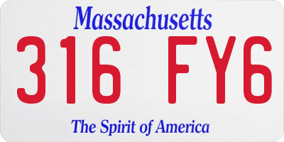 MA license plate 316FY6