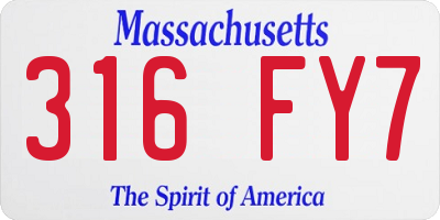 MA license plate 316FY7