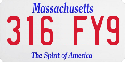 MA license plate 316FY9