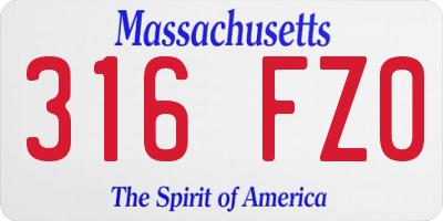 MA license plate 316FZ0