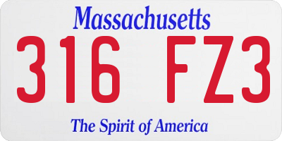 MA license plate 316FZ3