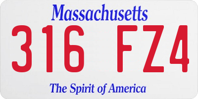 MA license plate 316FZ4