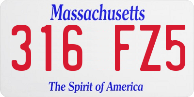 MA license plate 316FZ5