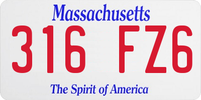 MA license plate 316FZ6