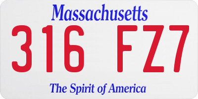 MA license plate 316FZ7
