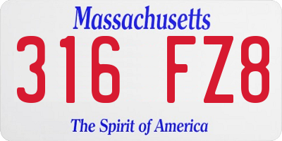 MA license plate 316FZ8
