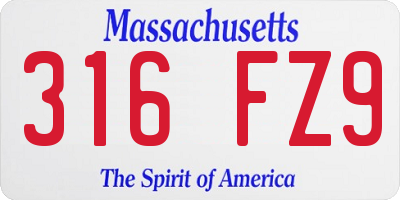MA license plate 316FZ9