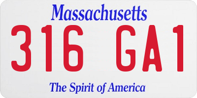 MA license plate 316GA1