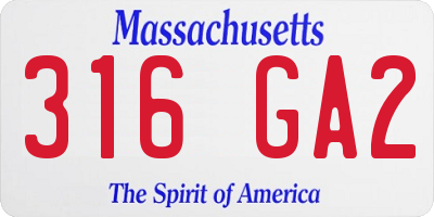 MA license plate 316GA2