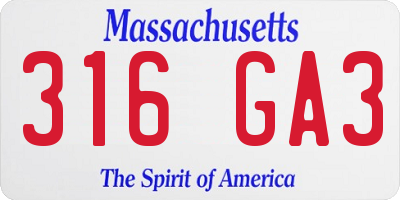 MA license plate 316GA3