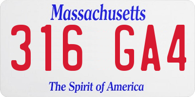 MA license plate 316GA4
