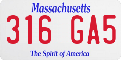MA license plate 316GA5