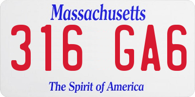MA license plate 316GA6
