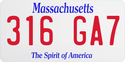 MA license plate 316GA7