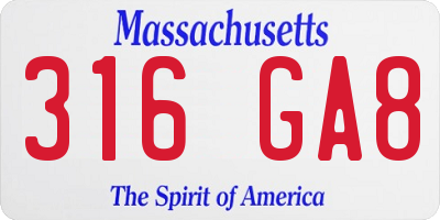 MA license plate 316GA8