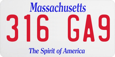 MA license plate 316GA9