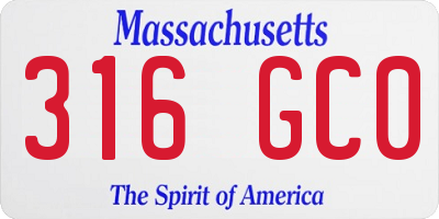MA license plate 316GC0