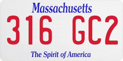 MA license plate 316GC2